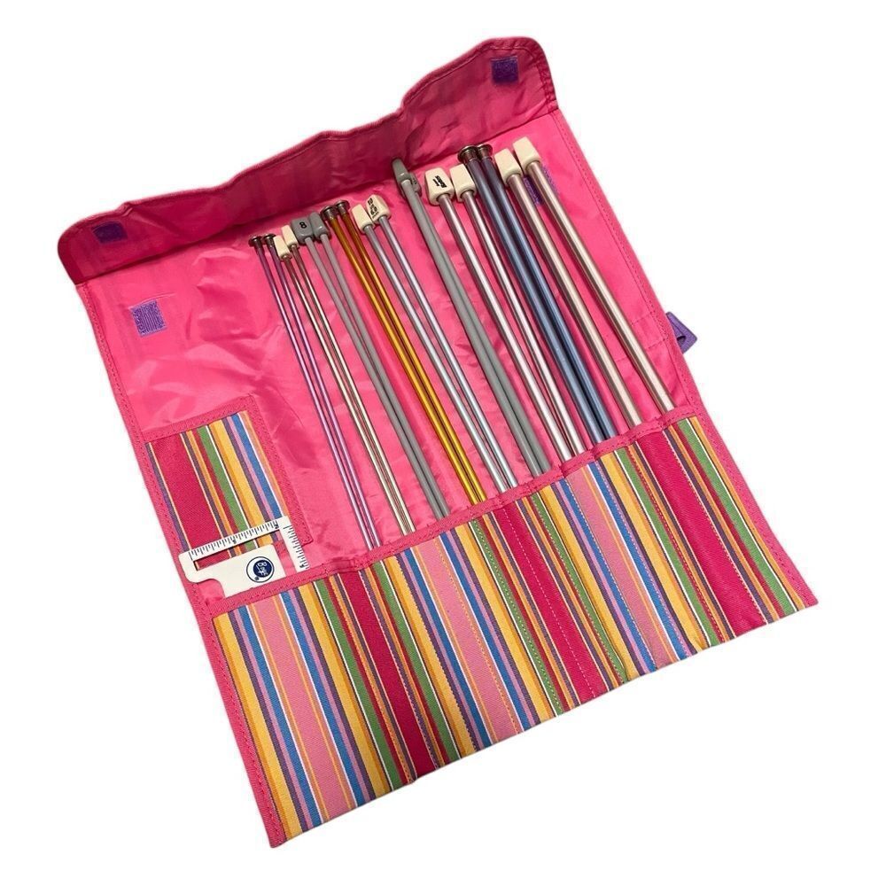 Clover Takumi  Knitting Needle Set with Clover Striped Roll Up Case